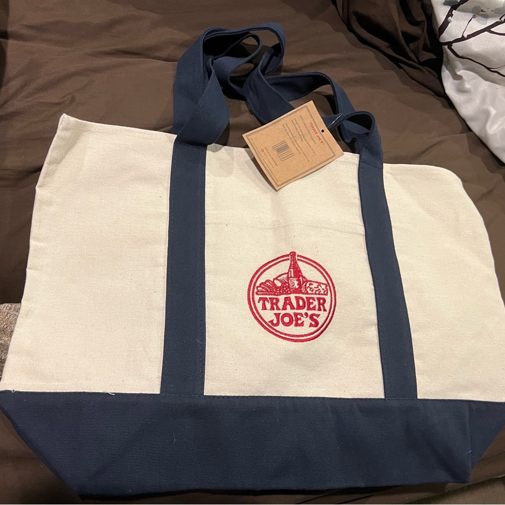 Trader Joe's Canvas Tote Bag - Red and Blue